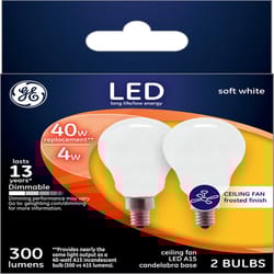 GE A15 E12 (Candelabra) LED Bulb Soft White 40 W 2 pk