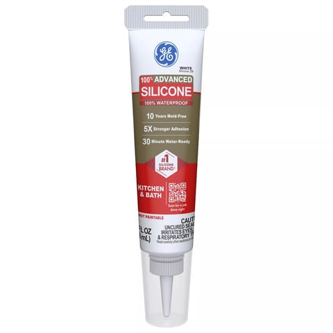 GE Advanced Silicone White Silicone 2 Kitchen and Bath Caulk Sealant 2.8 oz