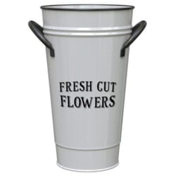 Panacea 9 in. H Metal Milkhouse Fresh Cut Flowers Planter White