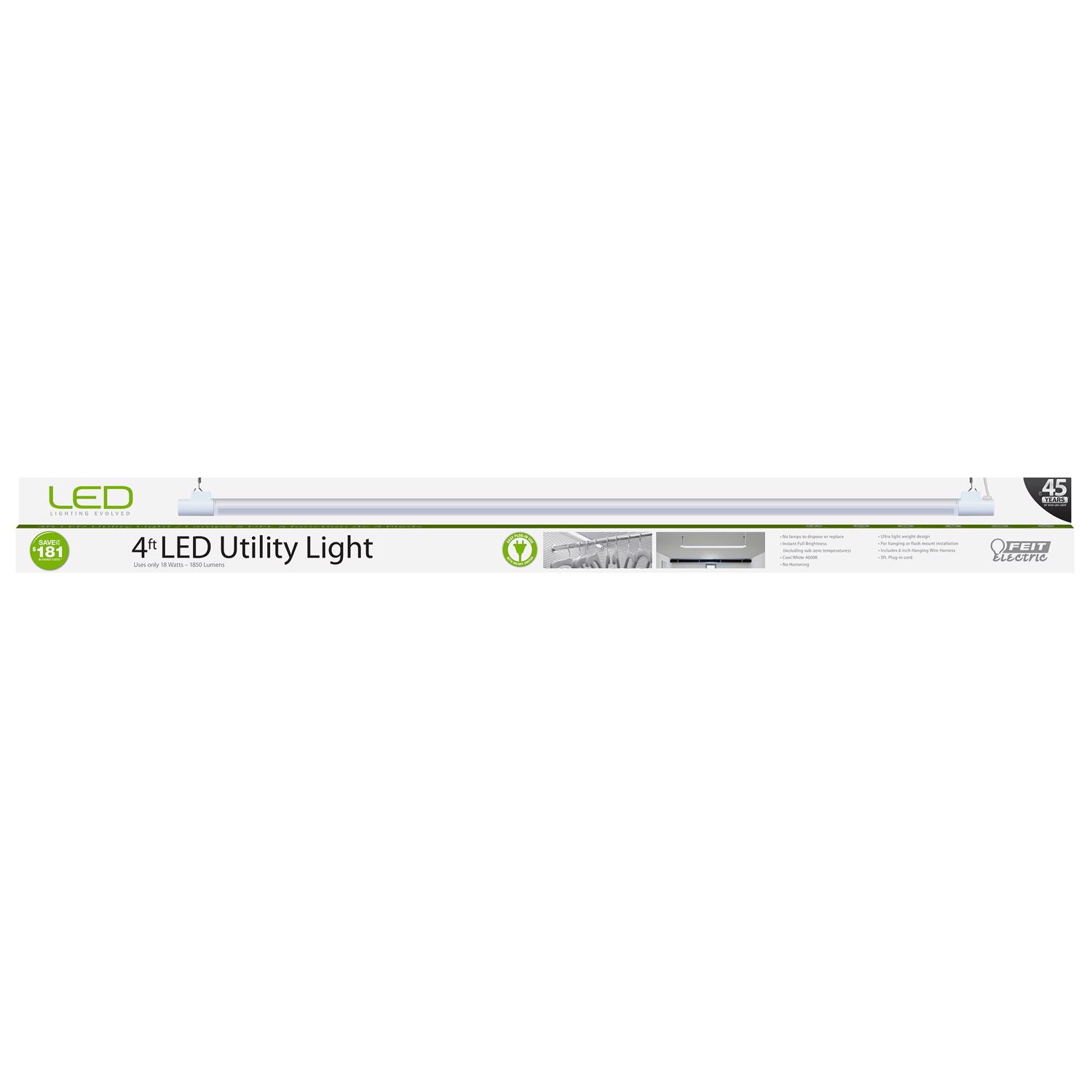 Feit Electric 120V 19W 4' 1850 Lumens Single LED Utility Light - 73992-CAN