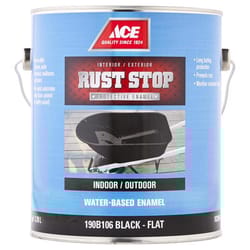 Ace Rust Stop Indoor and Outdoor Flat Black Water-Based Enamel Rust Prevention Paint 1 gal