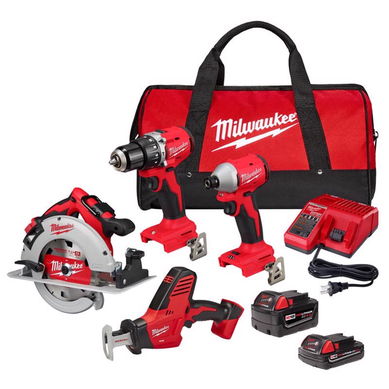 Milwaukee M18 Cordless Brushless 4 Tool Combo Kit Mfr# 3693-24CX