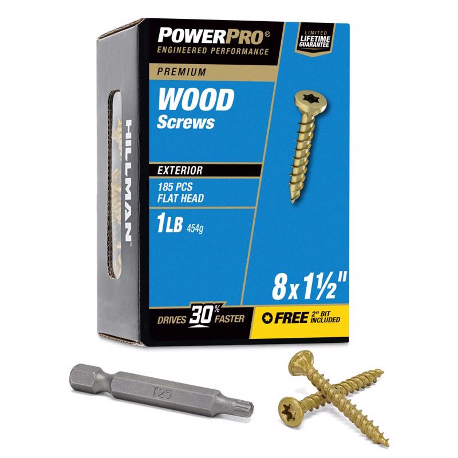 HILLMAN Power Pro No. 8 X 1-1/2 in. L Star Coarse Exterior Wood