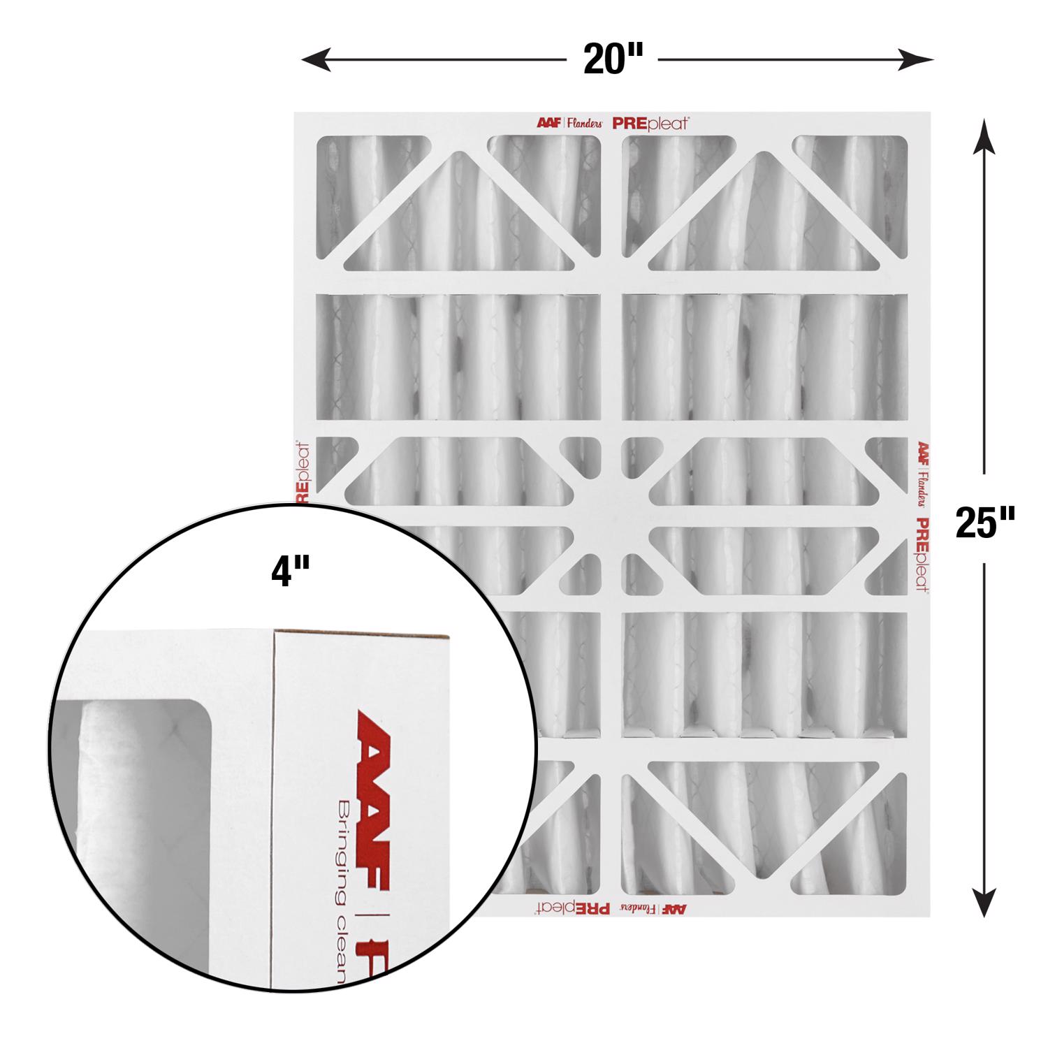 AAF Flanders 20x25x1 MERV 1 Air Filter | Nested Glass Media | 4-Pack For Nest