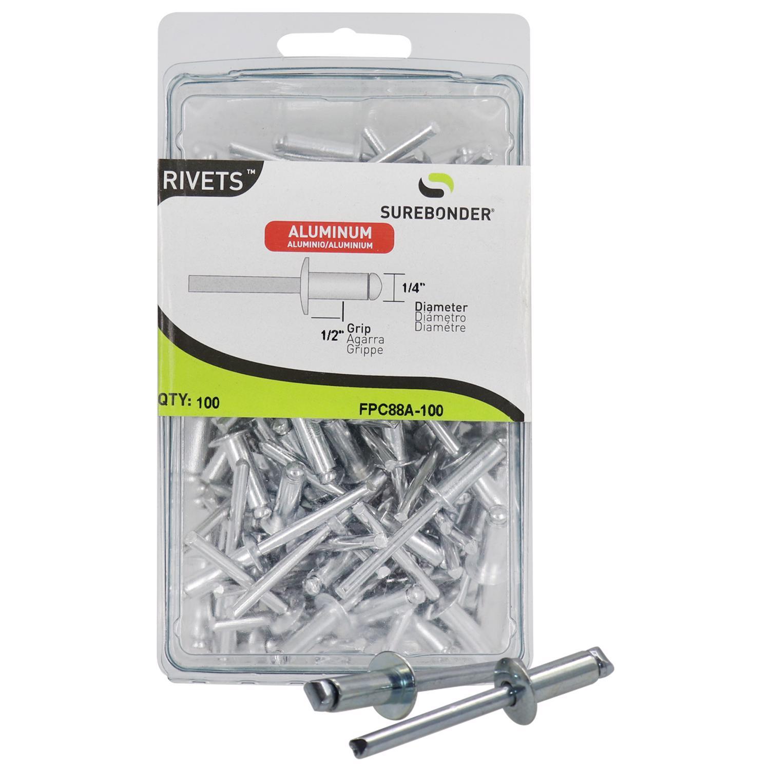 Surebonder 1/4 in. D X 1/2 in. Aluminum Rivets Silver 100 pk Mfr