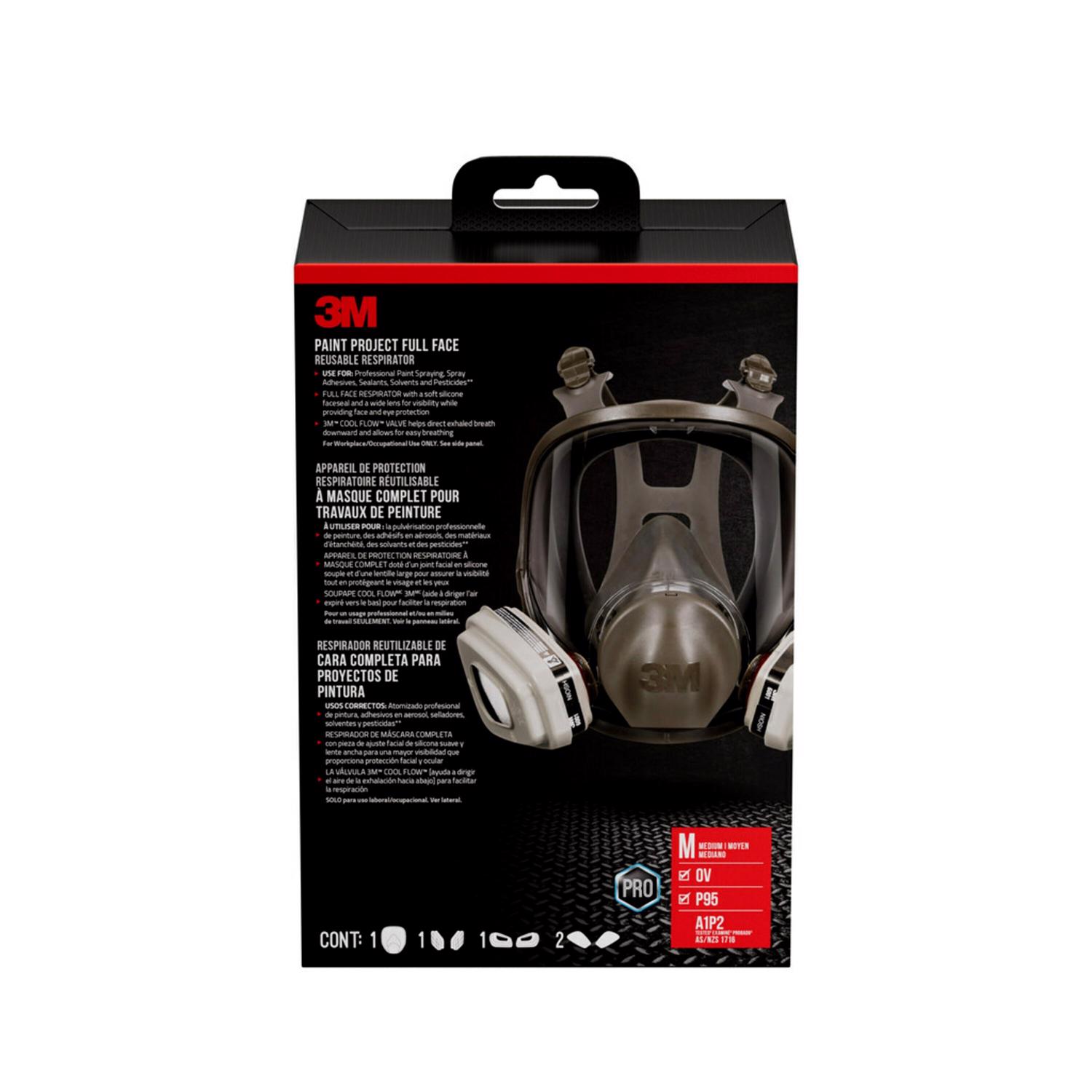3M P95 Paint Project Full Face Respirator Black M 1 pk Mfr