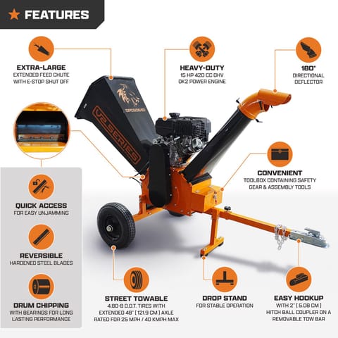 DK2 By Marlon 6.25 in. D 420 cc Gas OHV Wood Chipper Shredder 15