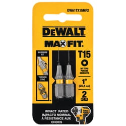 DEWALT Max Fit Torx #15 X 1 in. L Screwdriver Bit Set Steel 2 pk