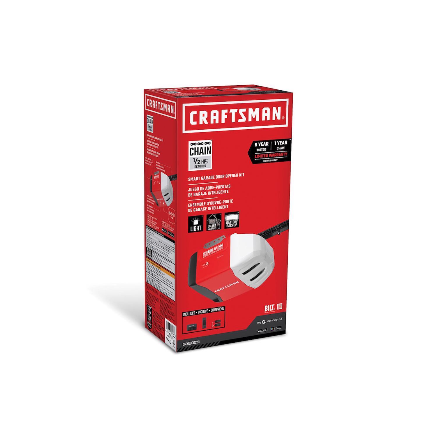 Craftsman 1/2 HP Chain Drive WiFi Compatible Garage Door Opener w/Battery Backup - Thumbnail 5