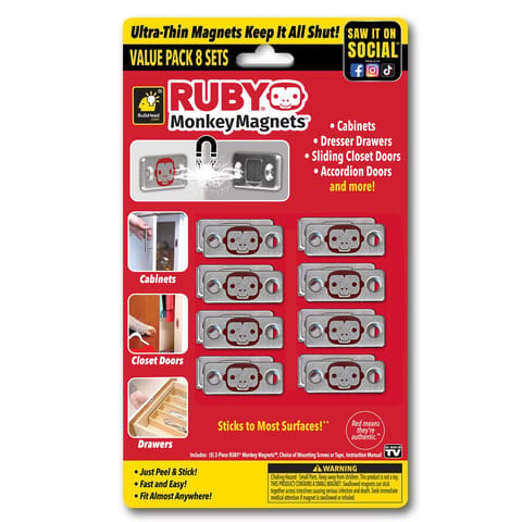 BulbHead Ruby Monkey Magnet Door & Drawer Closures 8 pk
