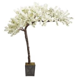 DW Silks 126 in. H X 60 in. L Polyester White Cherry Blossom Tree In Wood Planter