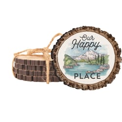 P Graham Dunn 4.25 in. H X 4 in. L Multicolored Wood Barky Coaster