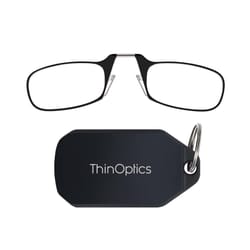 ThinOptics Always With You Black +2.00 Strength Unisex Reading Glasses with Keychain Case