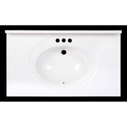 Arstar Standard Cultured Marble Bathroom Sink 37 in. W X 22 in. D White