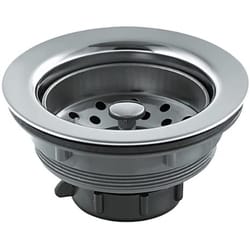 PlumbCraft 3-1/2 in. D Chrome Silver Stainless Steel Basket Strainer Assembly
