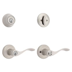 Balboa SmartKey Traditional Satin Nickel Entry Lever and Deadbolt Set KW1 1-3/4 in.