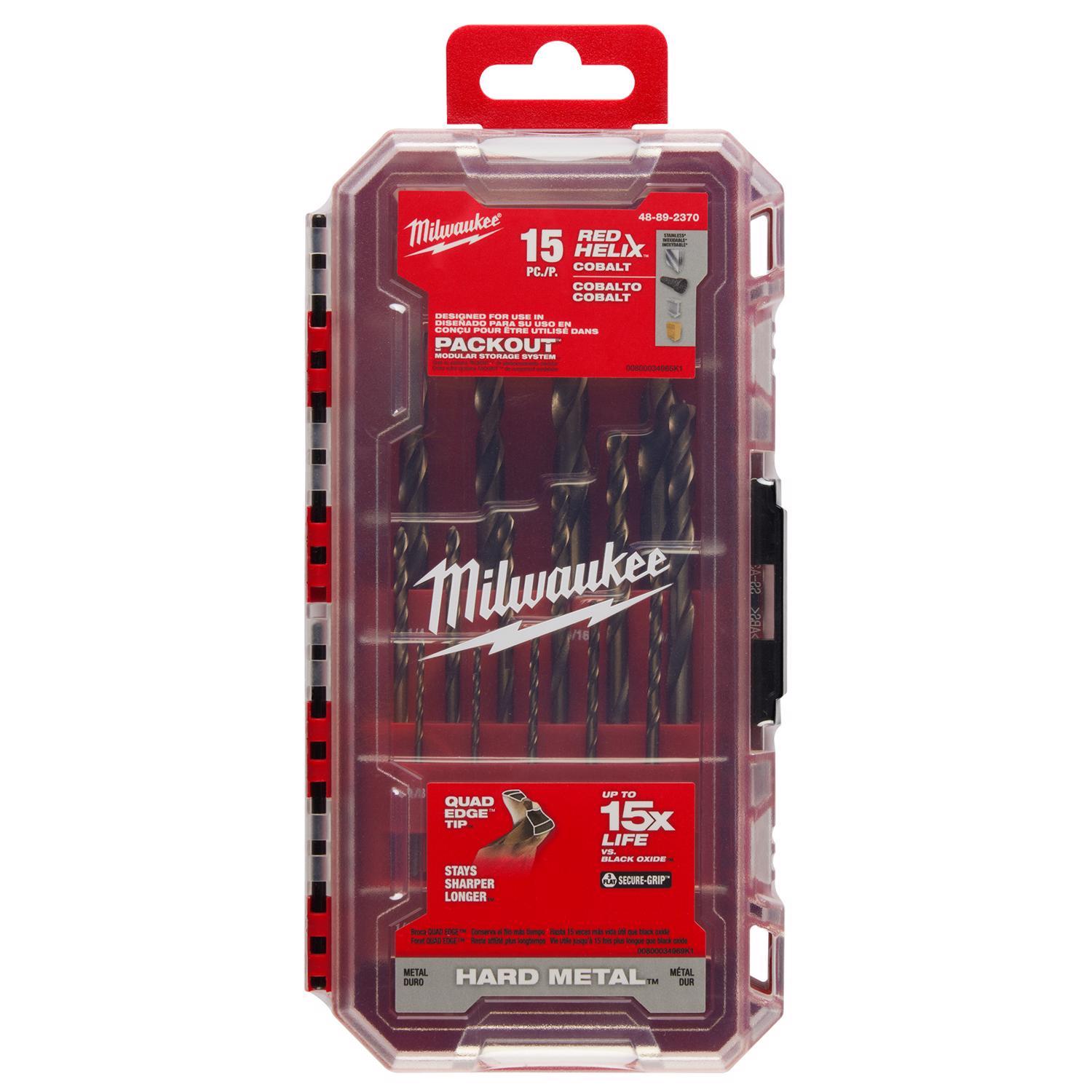 Milwaukee Red Helix Cobalt Drill Bit Set 3-Flat Shank 1 pk Mfr# 48