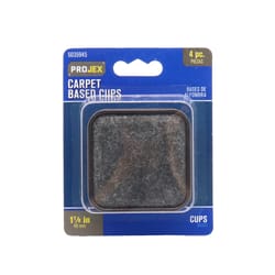 Projex Plastic Furniture Cups W/Carpeted Base Brown Square 1-7/8 in. W X 1-7/8 in. L 4 pk