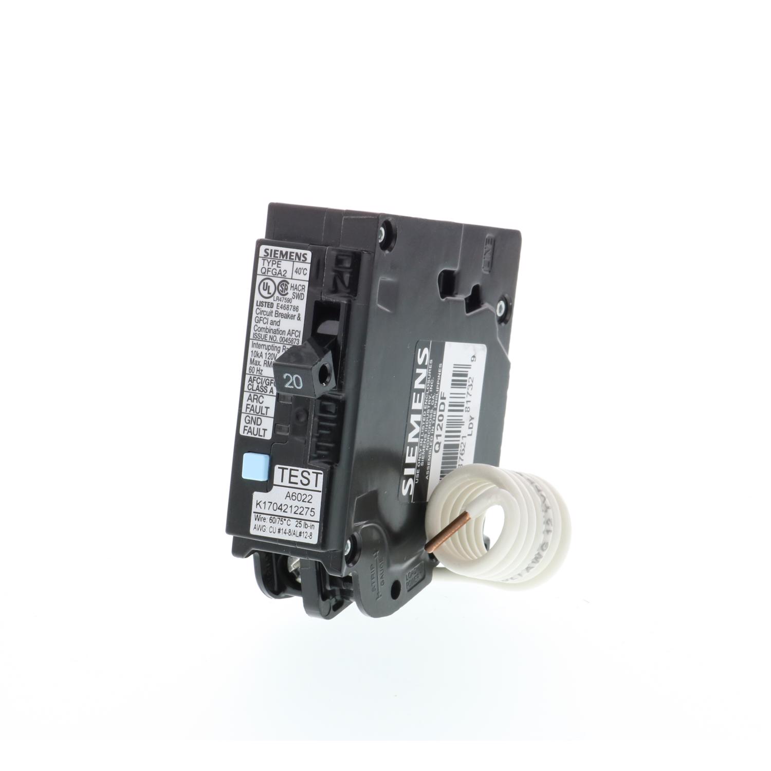 Q120DF Afci-Gfci Dual Function Circuit Breaker, Plug on Load Center Style -20 Amp