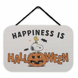 Open Road Brands Peanuts Snoopy and Woodstock Happiness Is Halloween Hanging Wall Decor MDF Wood 1 p