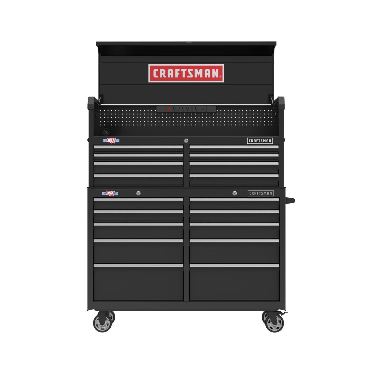 CRAFTSMAN S2000 Series 52-Inch 10-Drawer Steel Rolling Tool Cabinet with 52-Inch 8-Drawer Tool Chest