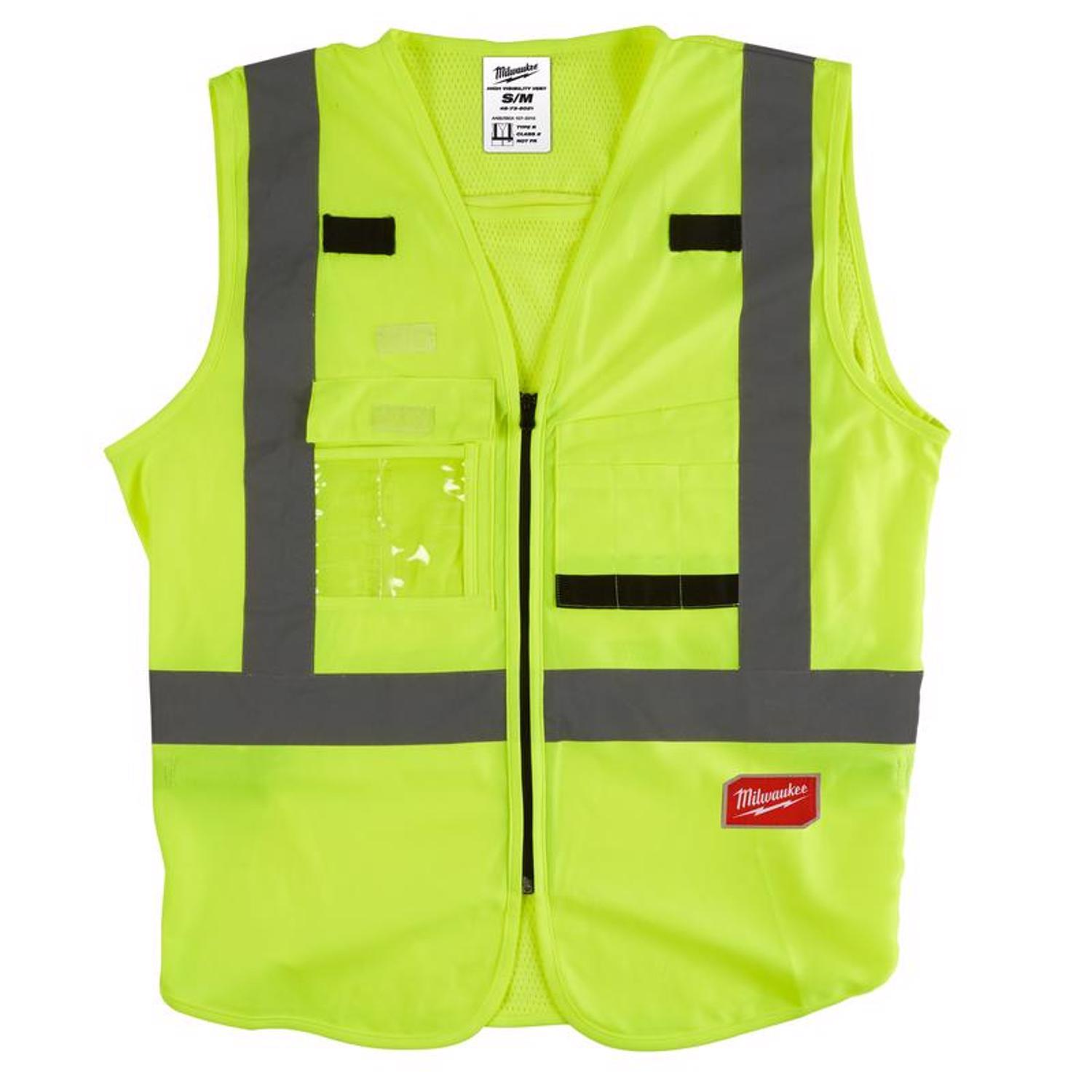 Milwaukee Class 2 with 10 Pockets Safety Vest High Visibility Yellow S/M