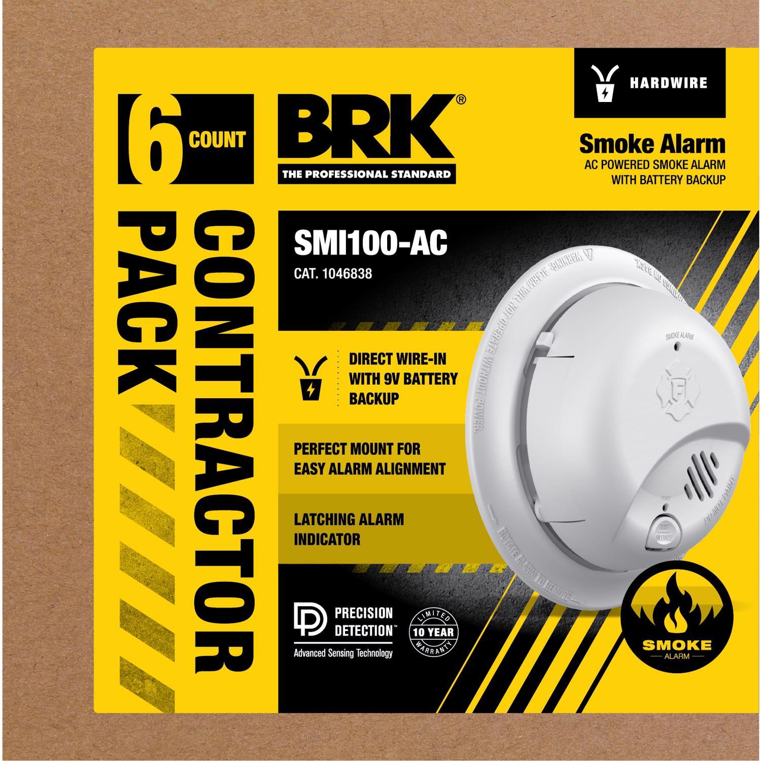 First Alert BRK SMI100-AC Hardwire Smoke Alarm with Battery Backup 6 Pack - 5050134