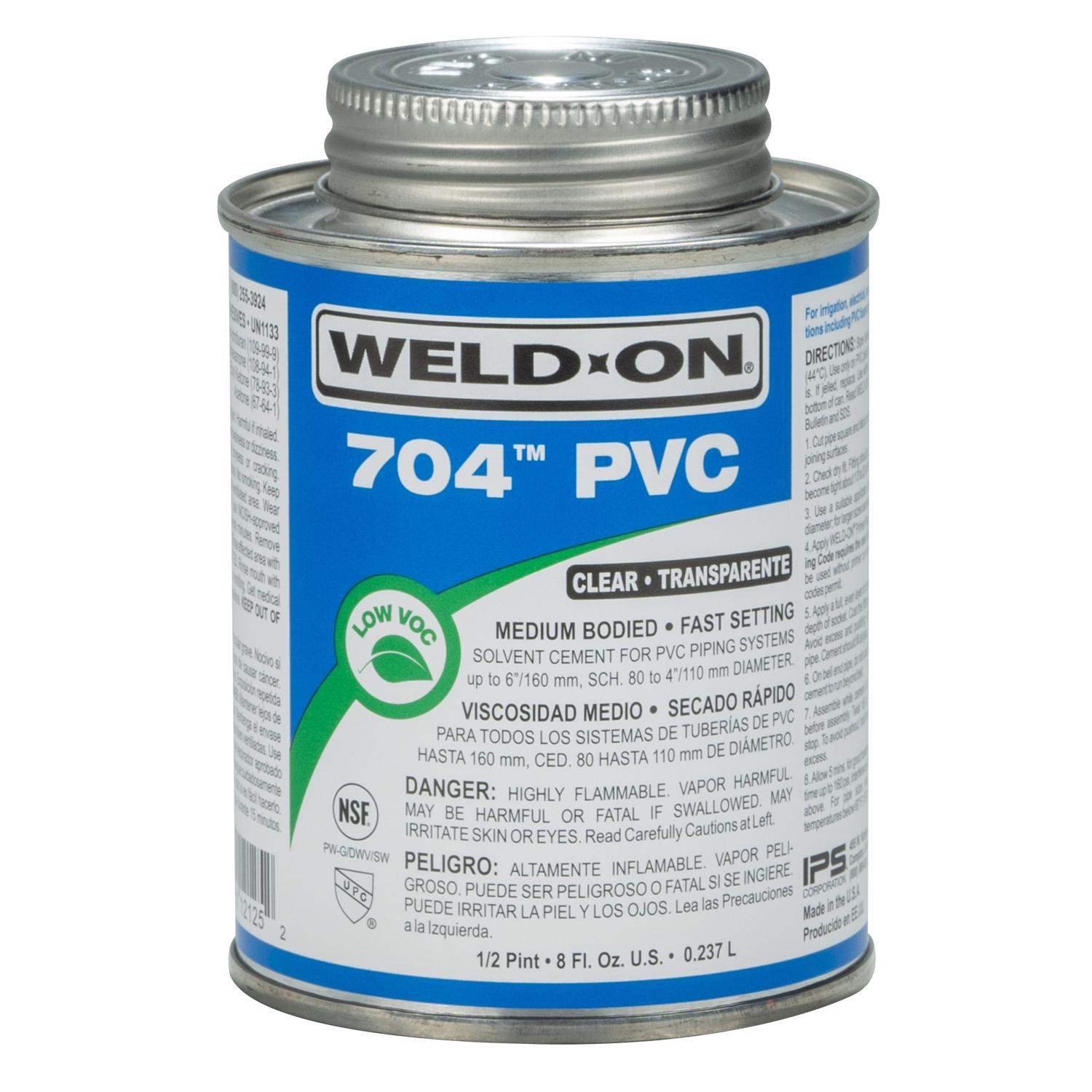 Weld-On 704 Clear Cement For PVC 8 fl. oz.