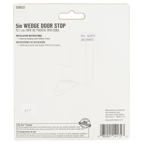 Ace 5 in. L Rubber Brown Wedge Door Stop Mounts to floor 0 in. Mfr