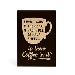 P Graham Dunn 5 in. H X 4 in. L Dark Brown Wood Glass Half Full Word Block