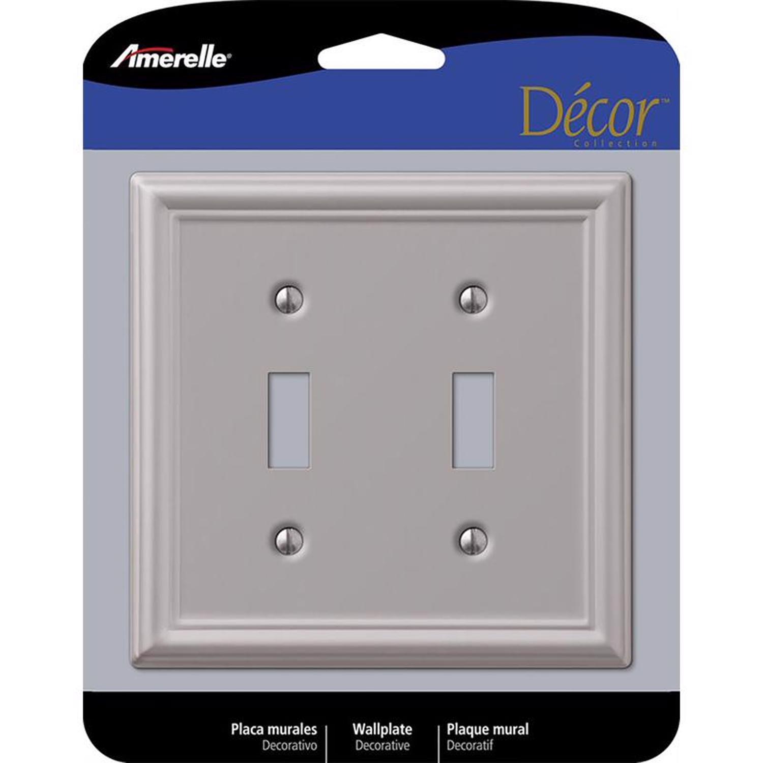 Photos - Socket Amerelle Chelsea Brushed Nickel 2 gang Stamped Steel Toggle Wall Plate 1 pk 149TTBN