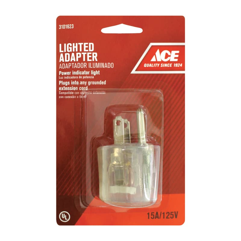 Ace Grounded 1 outlets Adapter w/Light 1 pk Mfr# LA-67 - Ace Hardware