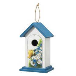 Glitzhome 11.75 in. H X 5.25 in. W X 7 in. L Metal and Wood Bird House