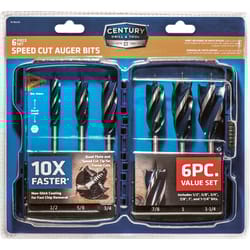 Century Drill & Tool 1/2 to 1-1/4 in. D X 6 in. L Speed Cut Auger Bit Set High Carbon Steel 6 pc