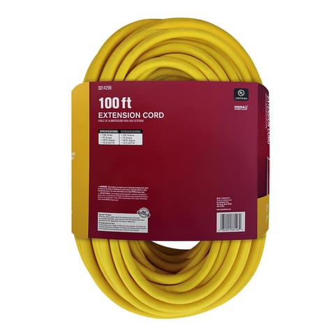 Ace Indoor or Outdoor 100 ft. L Yellow Extension Cord 12/3 SJTW