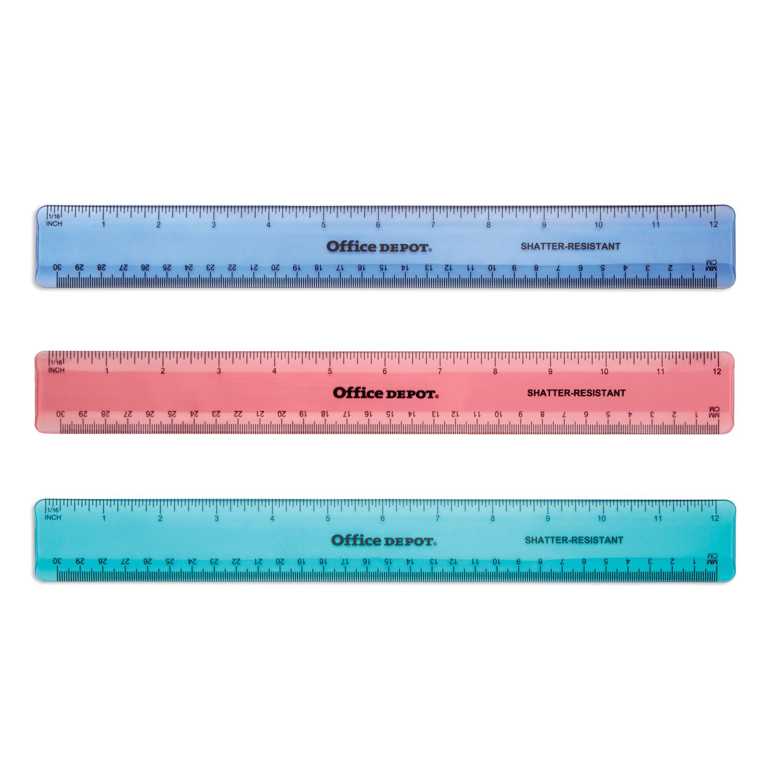 20 Pack Plastic 12-Inch Rulers - 4 Colors, Metric & English Measurements, Flexible For School, Office, Or Crafts