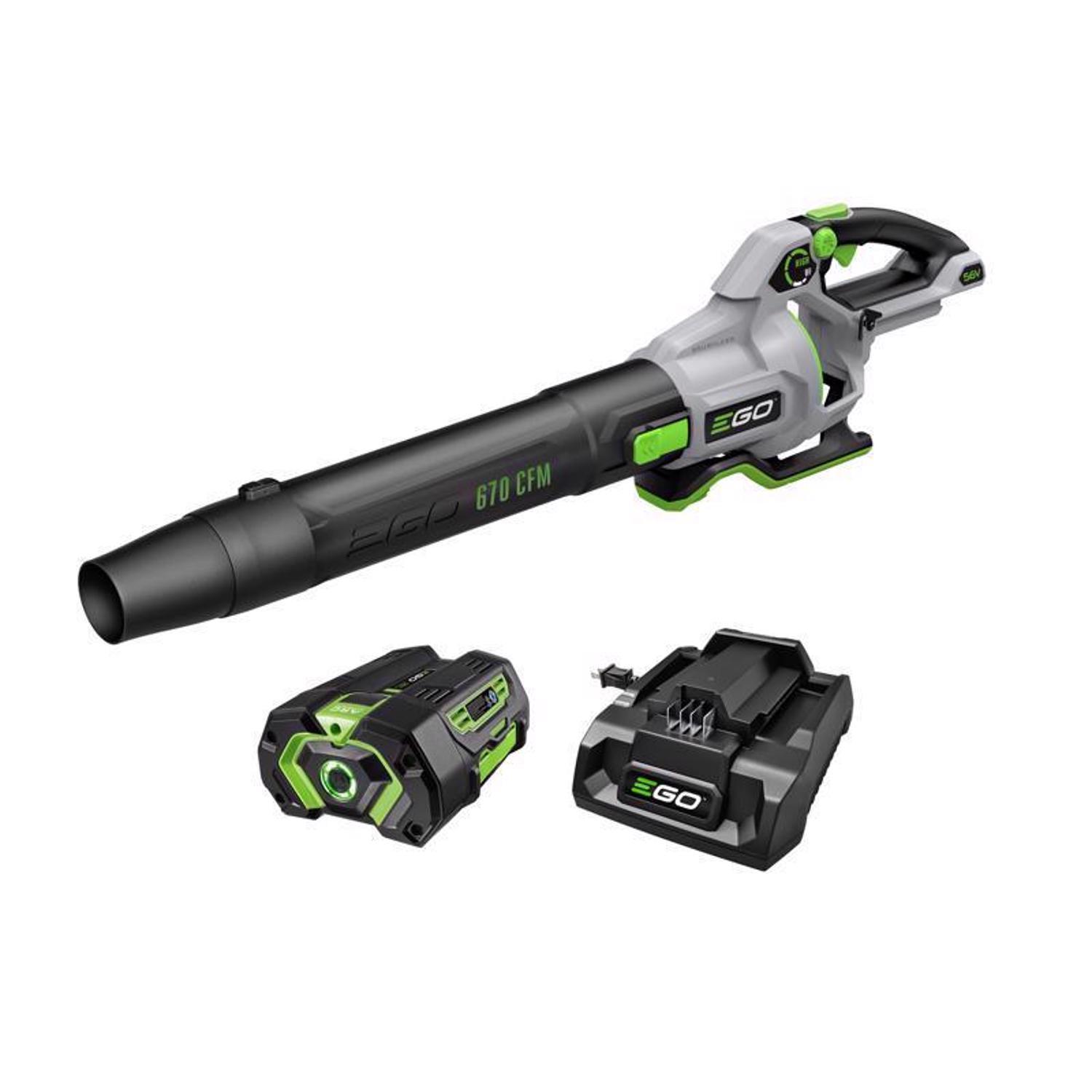 Ace Hardware EGO Power+ LB6703 180 mph 670 CFM 56 V Battery Handheld Leaf Blower Kit (Battery & Charger) W/ 4.0 AH BATTERY