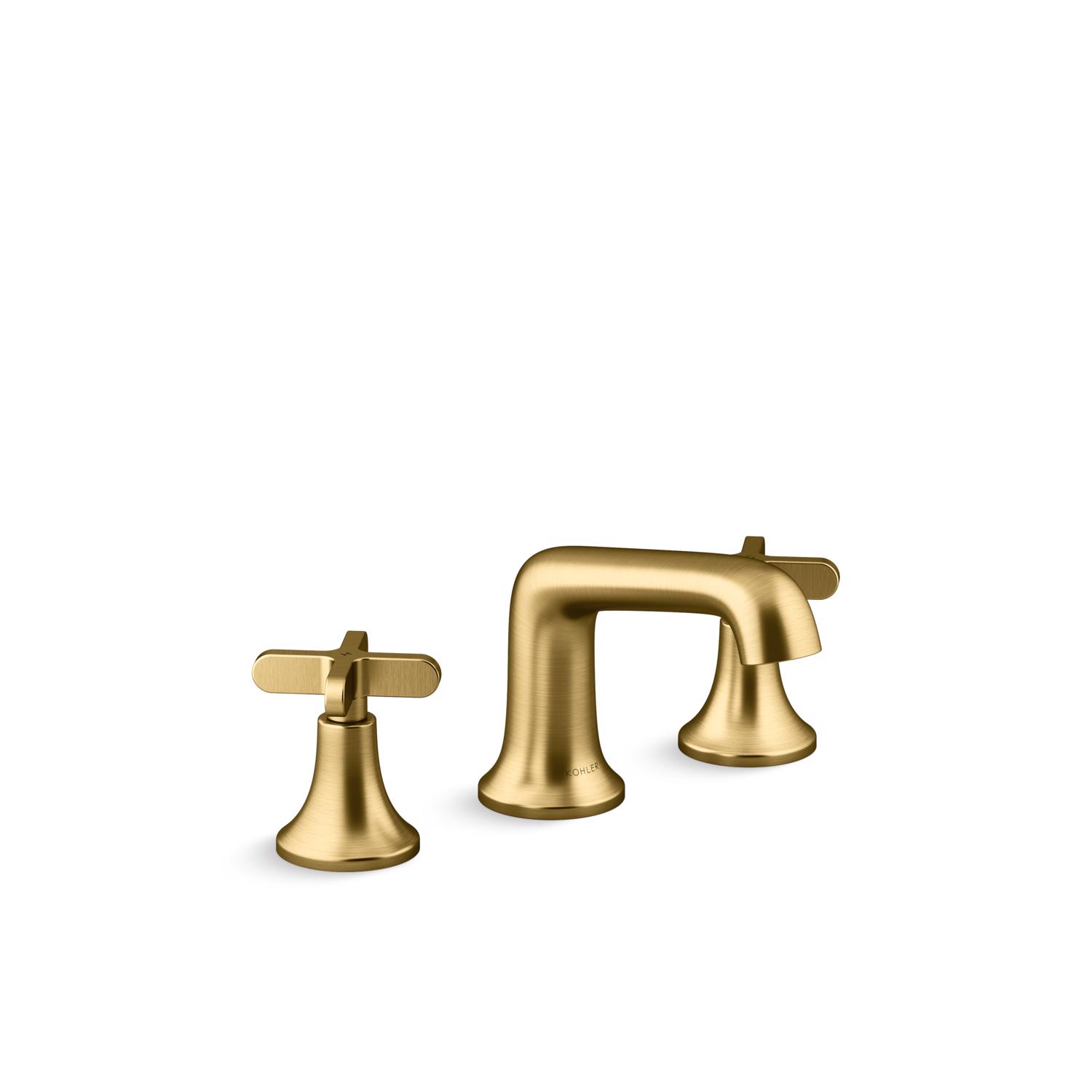 Kohler Sivaro Vibrant Brushed Moderne Brass Modern Widespread Bathroom Sink Faucet 8 in.