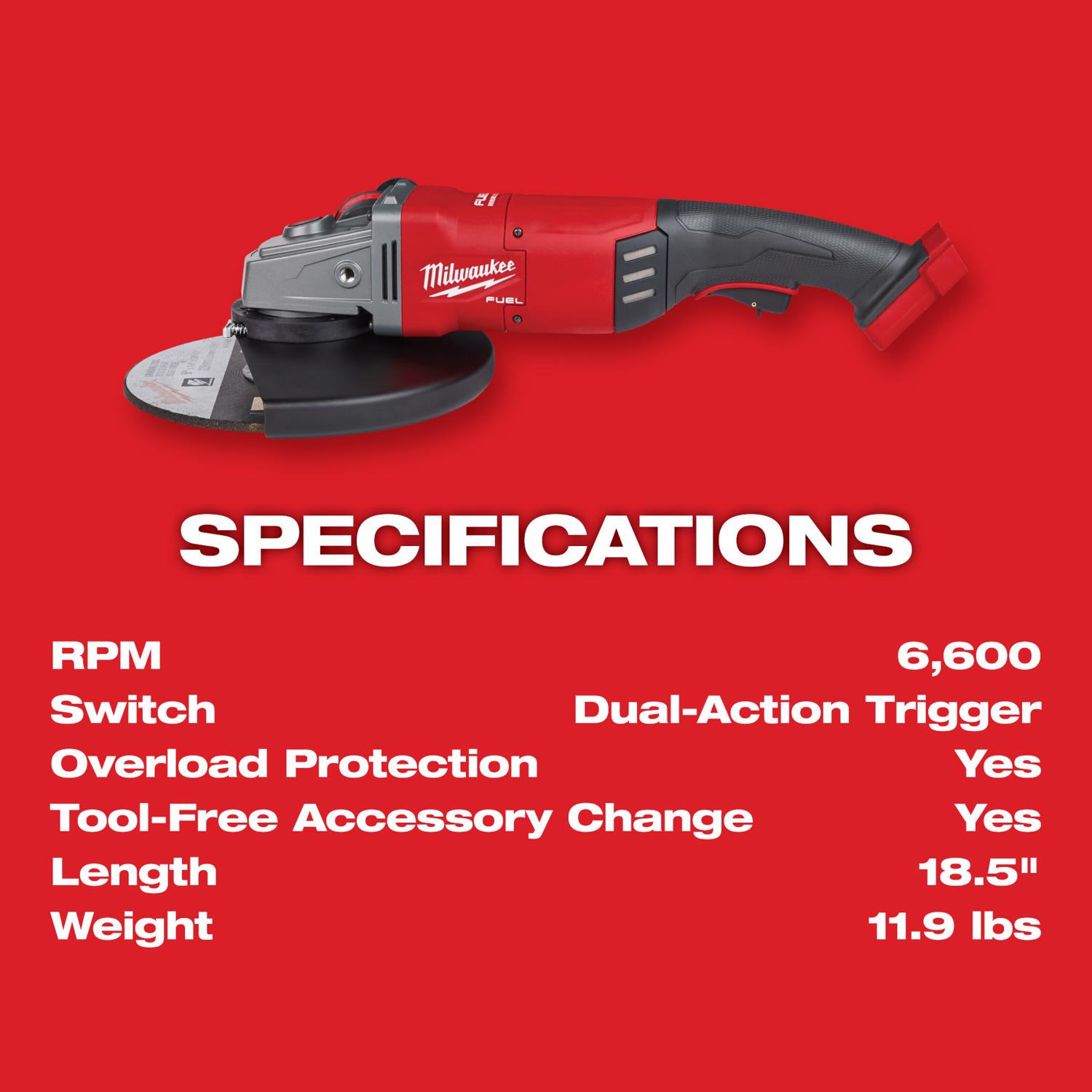 thumbnail image 2 of NEW IN BOX Milwaukee M18 FUEL 2785-20 Cordless Grinder Paddle 7 - 9 18 Volt 2 of 6