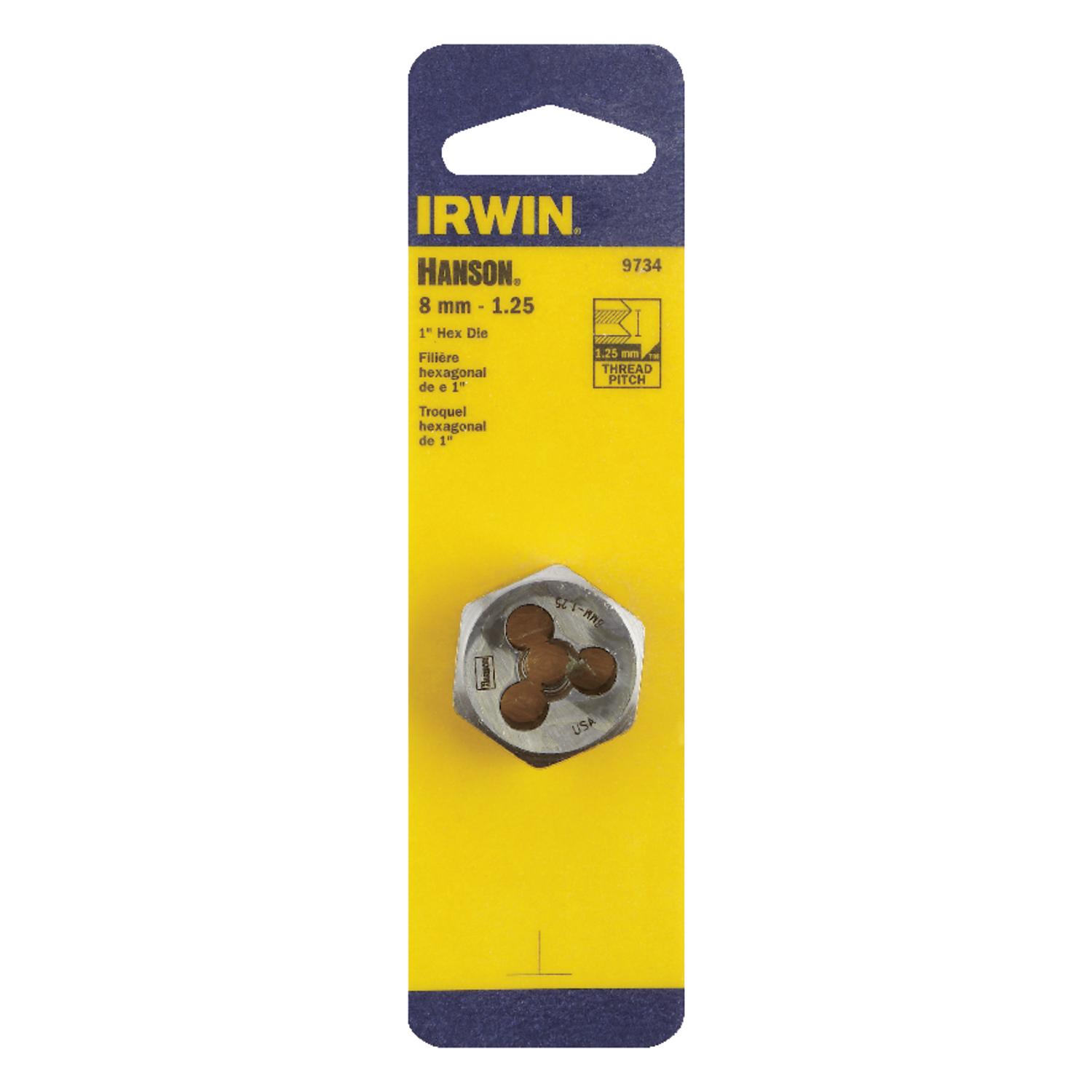 Irwin Hanson High Carbon Steel Metric Hexagon Die 8 - 1.25 mm 1 pc