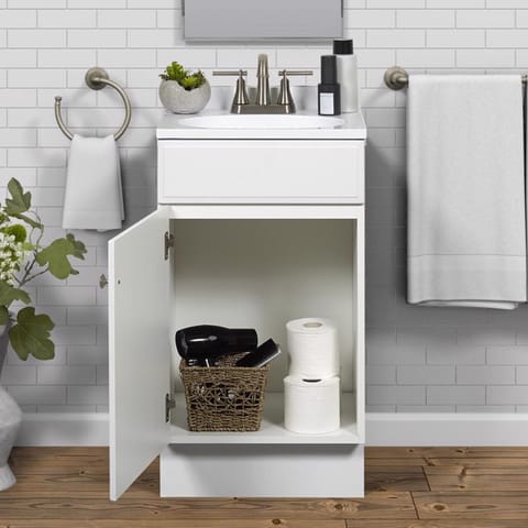 Zenna Home Single White Bathroom Vanity 18 in. W X 16 in. D X 35