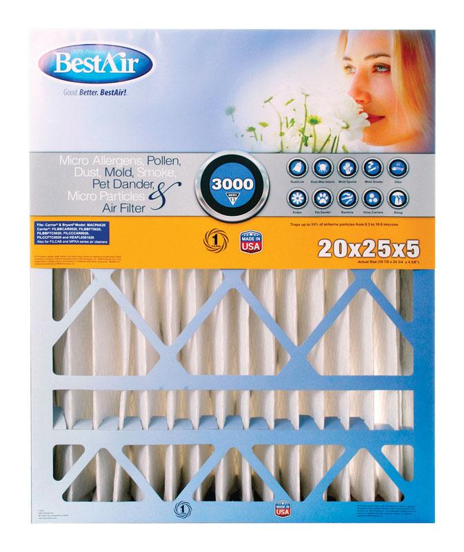 BestAir 20 in. W X 25 in. H X 5 in. 13 MERV Pleated Air Filter 1