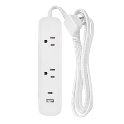 Globe Electric 6 ft. L 2 outlets Power Strip White