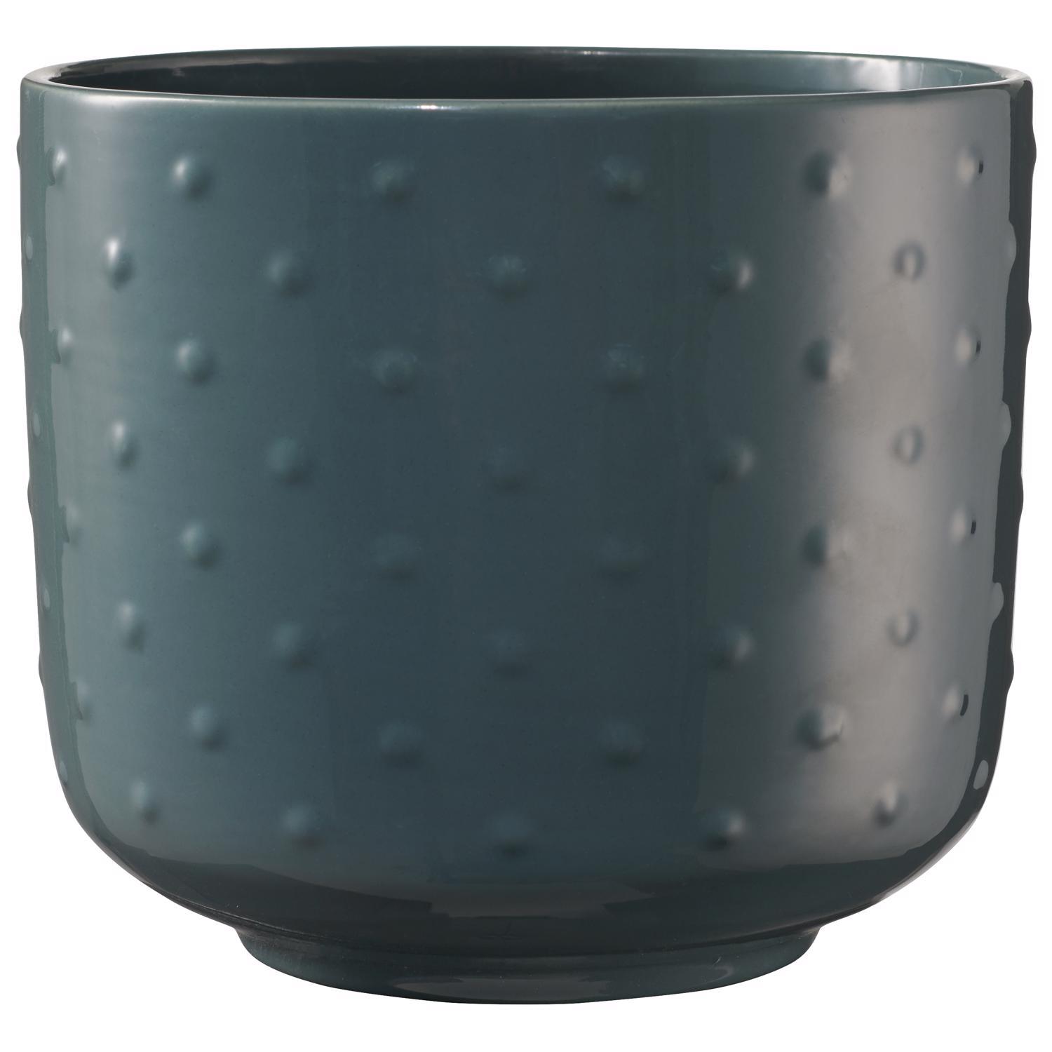 SK Pottery 4.7 in. H X 5.1 in. D Clay Baku Pearl Ceramic Pot Blue