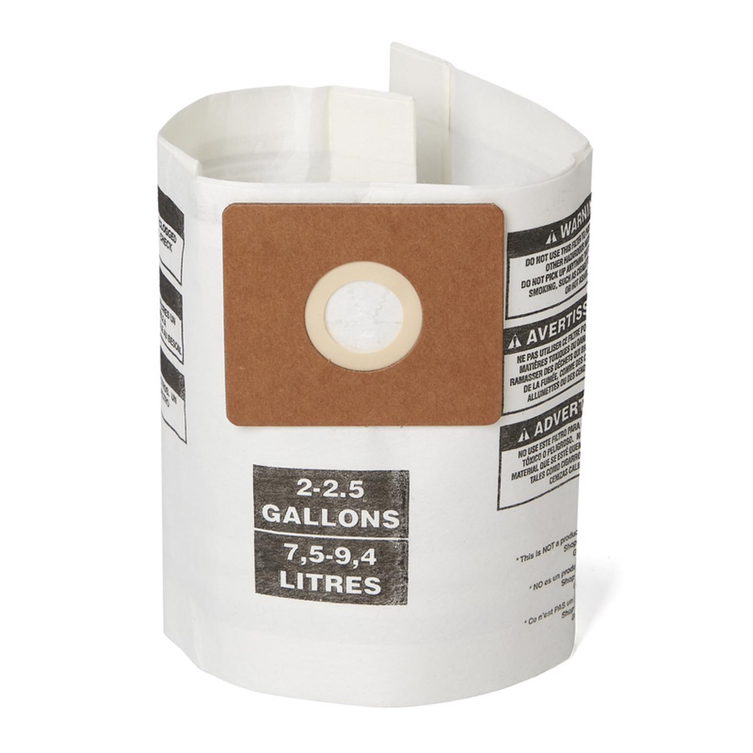 Craftsman 2 in. L X 8 in. W Wet/Dry Vac Filter Bag 2 to 2-1/2 gal