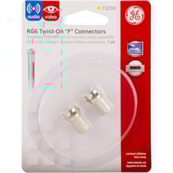 GE Twist-On RG6 Coaxial Connector 2 pk