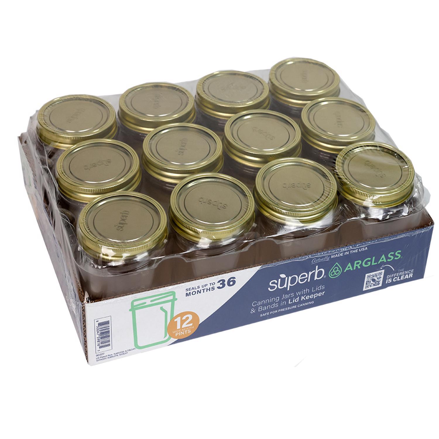 Superb Arglass Wide Mouth Canning Jar 16 oz 12 pk Mfr# 90327 - Ace