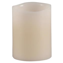 Gerson Everlasting Glow Bisque Vanilla Scent Wavy Edge Pillar Flameless Flickering Candle