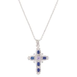 Montana Silversmiths Women's River of Lights Cross Blue/Silver Necklace Water Resistant