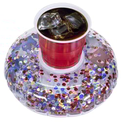 PoolCandy Multicolored PVC Inflatable Stars & Stripes Glitter Drink Float